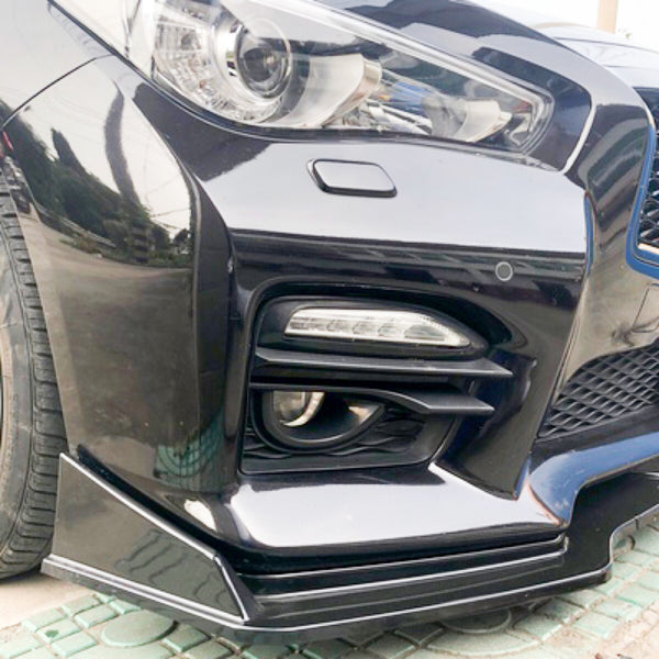 3pcs Front Bumper Lip for Infiniti Q50 2014-2017 PC-89666 (Carbon Fiber Textured Black / Gloss Black / Matte Black)