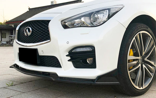 3pcs Front Bumper Lip for Infiniti Q50 2014-2017 PC-89666 (Carbon Fiber Textured Black / Gloss Black / Matte Black)