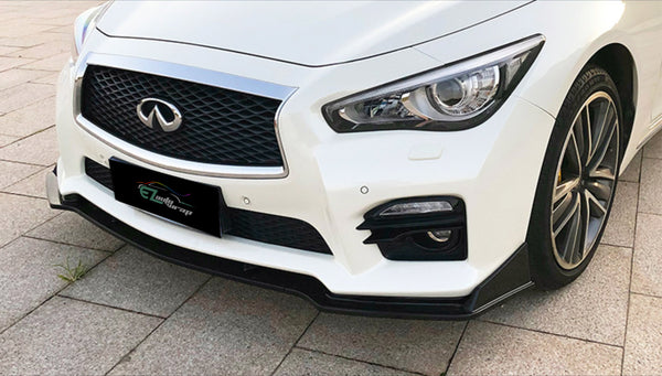 3pcs Front Bumper Lip for Infiniti Q50 2014-2017 PC-89666 (Carbon Fiber Textured Black / Gloss Black / Matte Black)