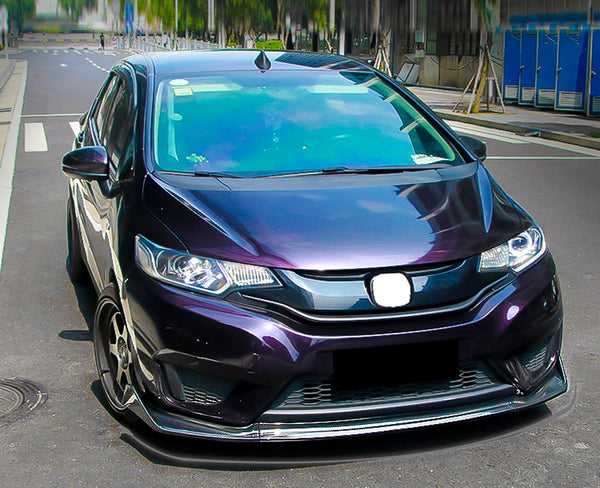 3pcs Front Bumper Lip for Honda Jazz Fit 2014-2017 PC-89669 (Carbon Fiber Textured Black / Gloss Black / Matte Black)