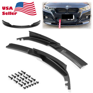 3pcs Front Bumper Lip For BMW Series 3 F30 F35 M Sport 2012-2018 PC-89673 (Carbon Fiber Textured Black / Gloss Black / Matte Black)