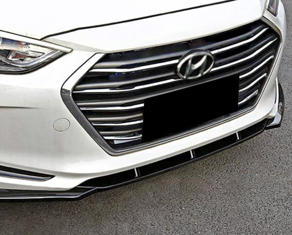 3pcs Front Bumper Lip For Hyundai Elantra 2016-2020 PC-89679 (Carbon Fiber Textured Black / Gloss Black / Matte Black)