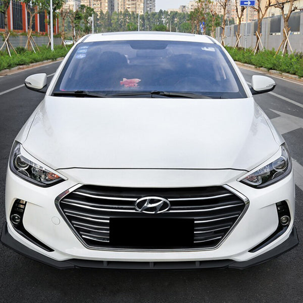 3pcs Front Bumper Lip For Hyundai Elantra 2016-2020 PC-89679 (Carbon Fiber Textured Black / Gloss Black / Matte Black)