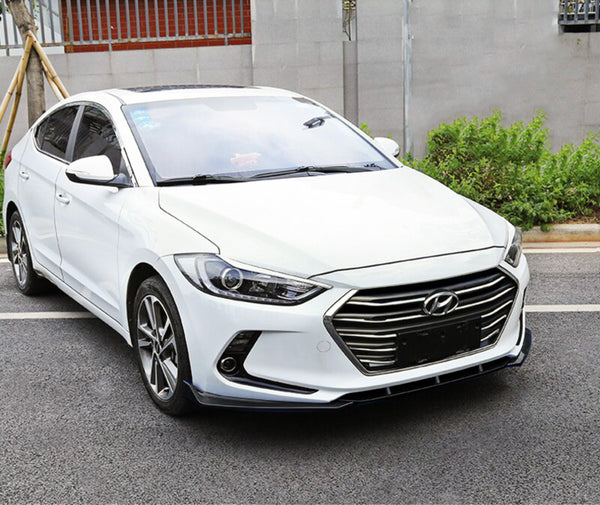 3pcs Front Bumper Lip For Hyundai Elantra 2016-2020 PC-89679 (Carbon Fiber Textured Black / Gloss Black / Matte Black)