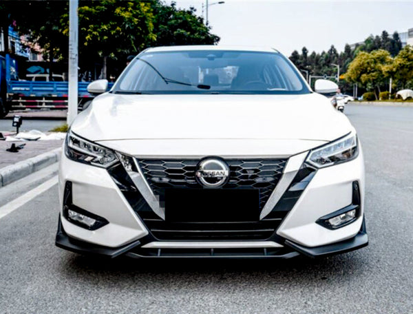 3pcs Front Bumper Lip For Nissan Sentra 2020-2022 PC-89682 (Carbon Fiber Textured Black / Gloss Black / Matte Black)