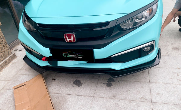 3pcs Front Bumper Lip for Honda Civic 2016-2018 PC-C10BLS26 (Carbon Fiber Textured Black / Gloss Black / Matte Black)