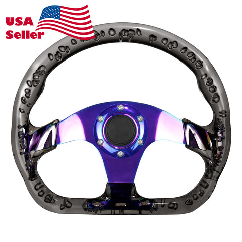 D-Shaped Crystal Steering Wheel PC-ST47 (Black / Blue / Glow / Green / Pink / Purple / Red / Teal / Clear / Yellow)