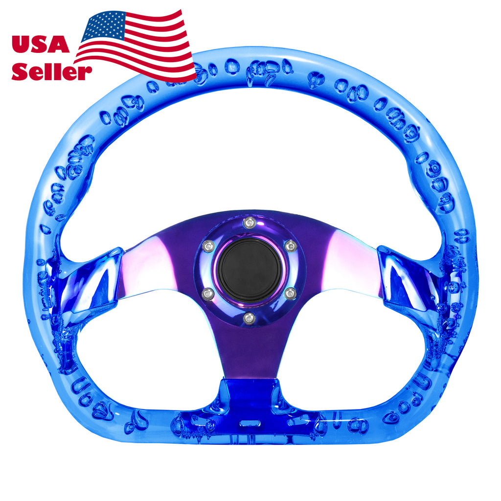 D-Shaped Crystal Steering Wheel PC-ST47 (Black / Blue / Glow D-Shaped Crystal Steering Wheel PC-ST47 (Black / Blue / Glow