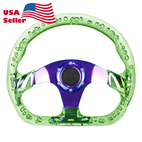D-Shaped Crystal Steering Wheel PC-ST47 (Black / Blue / Glow / Green / Pink / Purple / Red / Teal / Clear / Yellow)