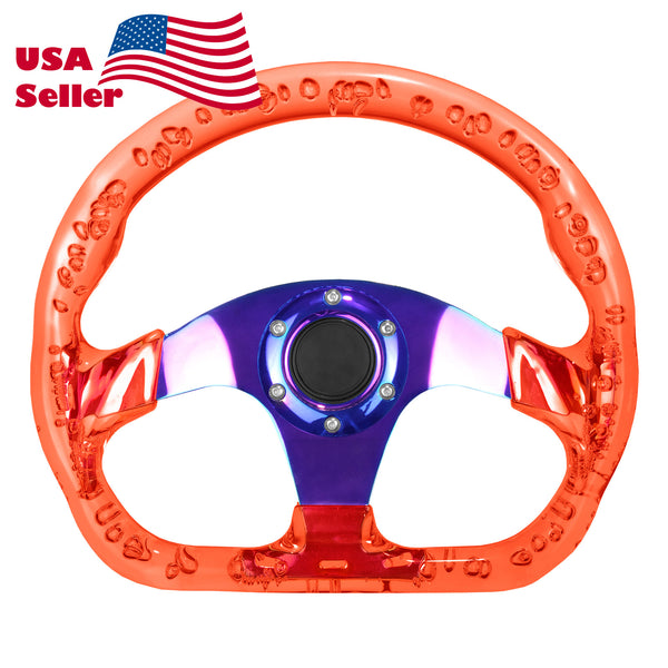 D-Shaped Crystal Steering Wheel PC-ST47 (Black / Blue / Glow / Green / Pink / Purple / Red / Teal / Clear / Yellow)