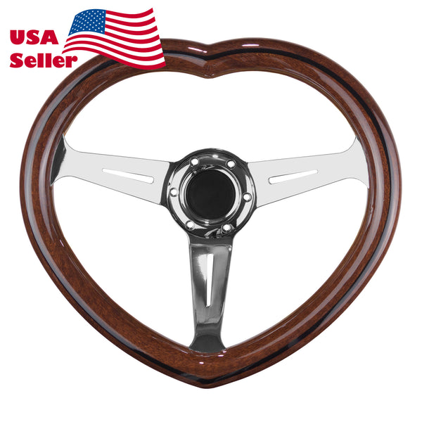 Heart-Shaped Steering Wheel PC-ST64 (Pink / Purple / Red / White / Wood)