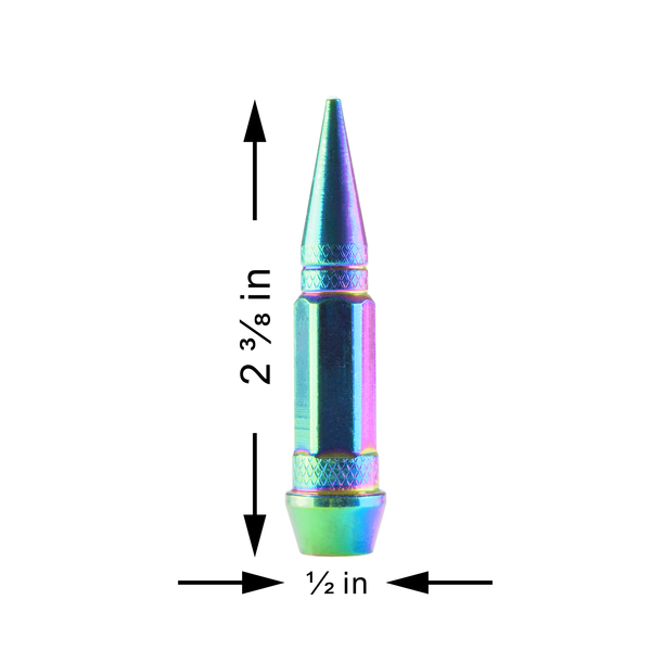 Long Spike Tire Valve Cap TVC28 (Black / Blue / Bronze / Champagne Gold / Gold / Green / Gunmetal Gray / Neo Chrome / Purple / Red / Silver)