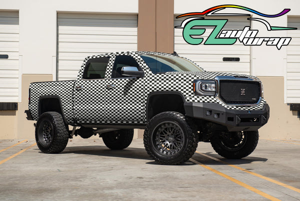 Camouflage Checker Black White Vinyl Wrap