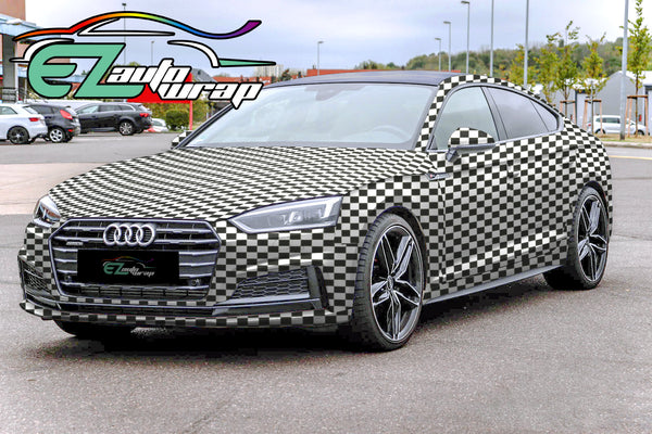 Camouflage Checker Black White Vinyl Wrap