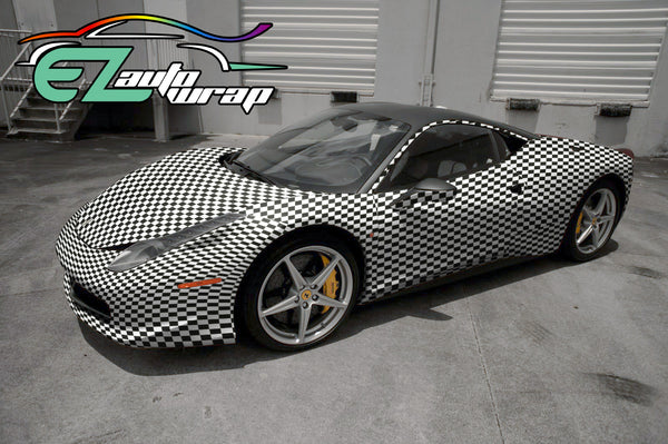 Camouflage Checker Black White Vinyl Wrap