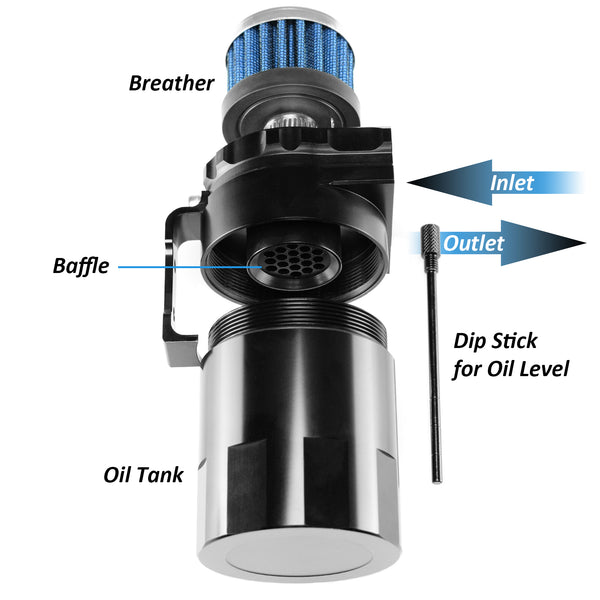 Billet Aluminum Engine Oil Catch Tank Reservoir Breather Filter Black #03 (Black / Blue / Gold / Green / Purple / Red / Silver)