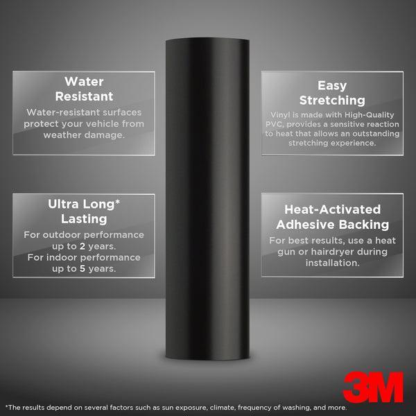 Genuine 3M 2080 Series S12 Satin Black Vinyl Wrap