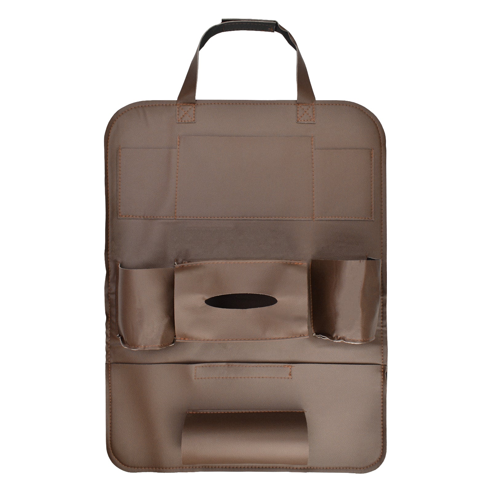 Car Seat Back Storage Leather Bag Organizer iPad iPhone Holder (Beige –  EzAuto Wrap