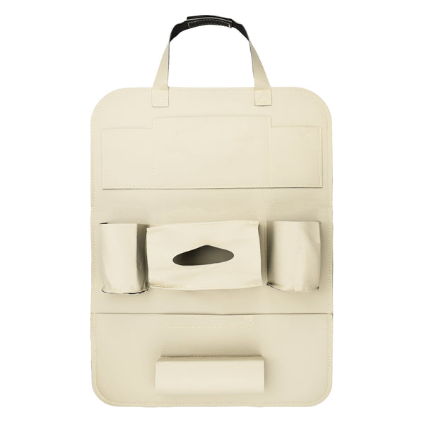 Car Seat Back Storage Leather Bag Organizer iPad iPhone Holder (Beige / Black / Brown)