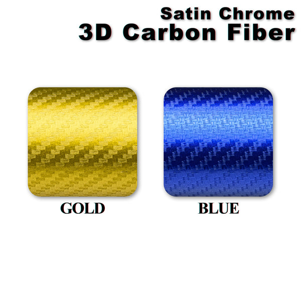 Satin Chrome Carbon Fiber Blue Vinyl Wrap