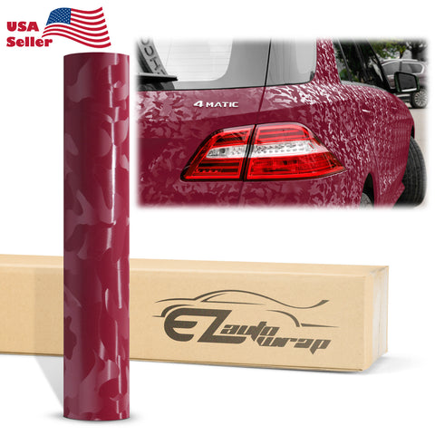 Camouflage Shadow Burgundy Vinyl Wrap