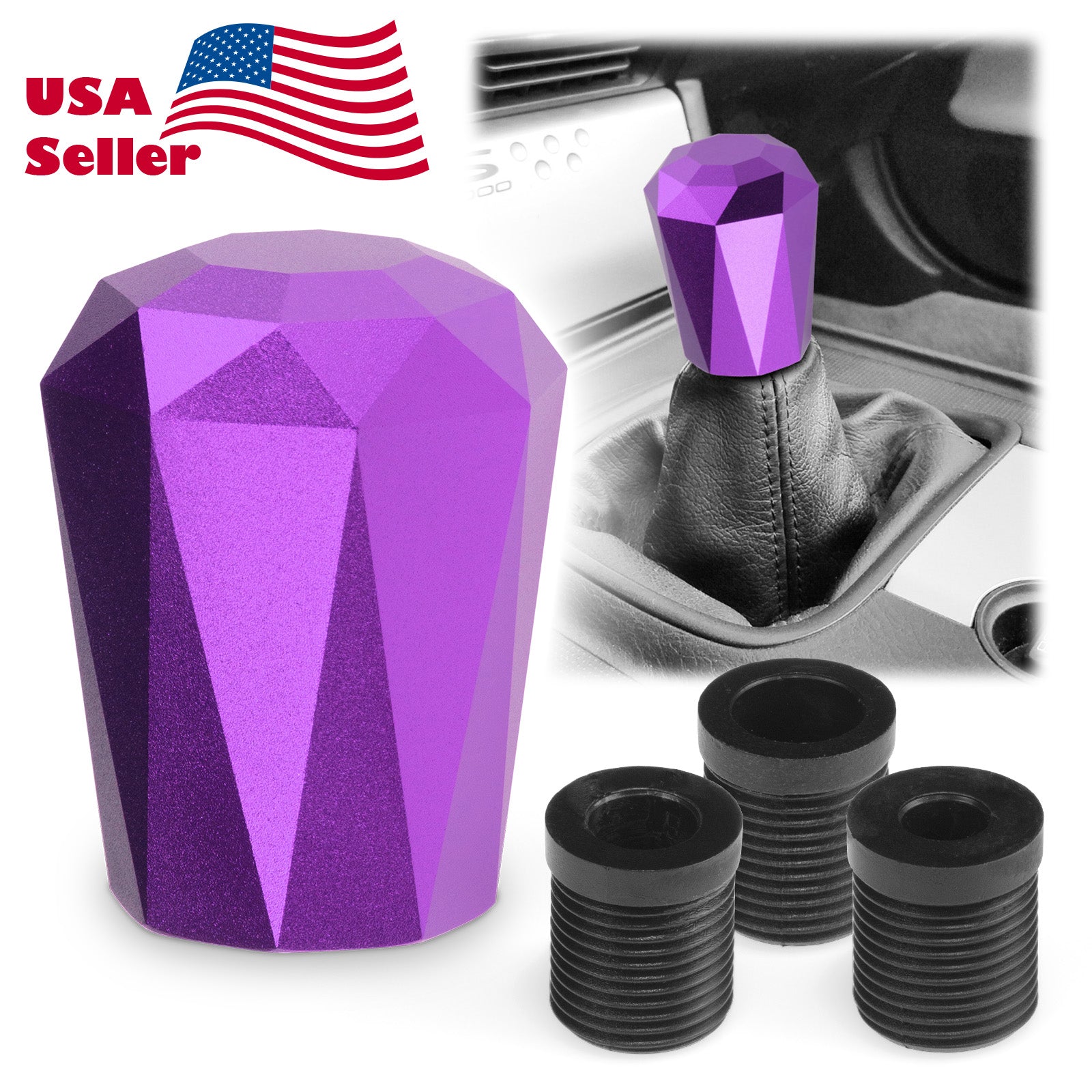 Universal Diamond Shifter Shift Knob Chrome Aluminum Manual Stick