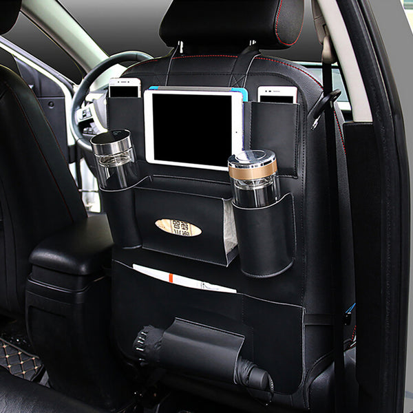Car Seat Back Storage Leather Bag Organizer iPad iPhone Holder (Beige / Black / Brown)