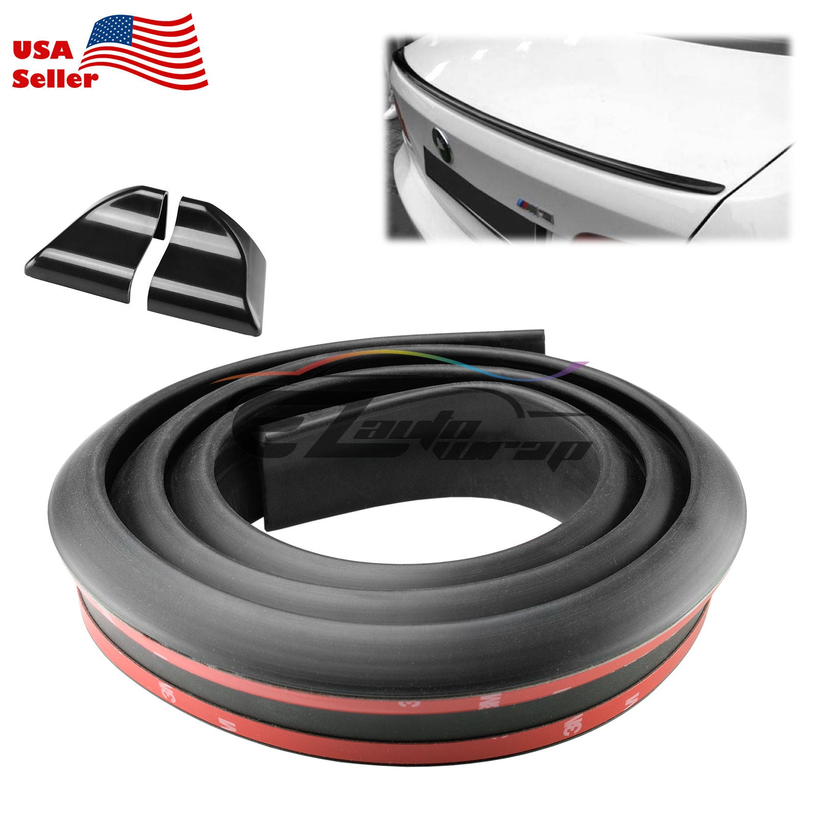 Black Rubber Rear Roof Trunk Spoiler Wing 5ft/60"