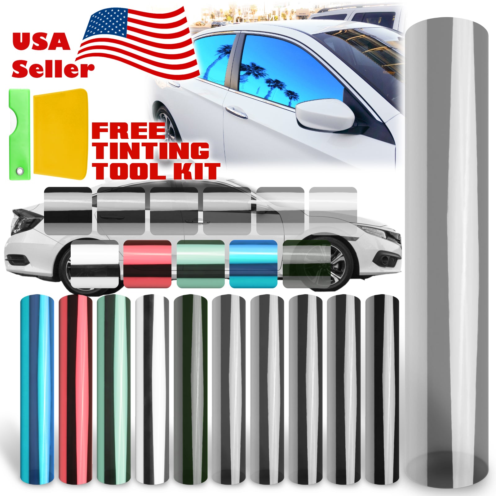 20"x120" Uncut Roll Charcoal Black Window Tint Film VLT 5% - 70%