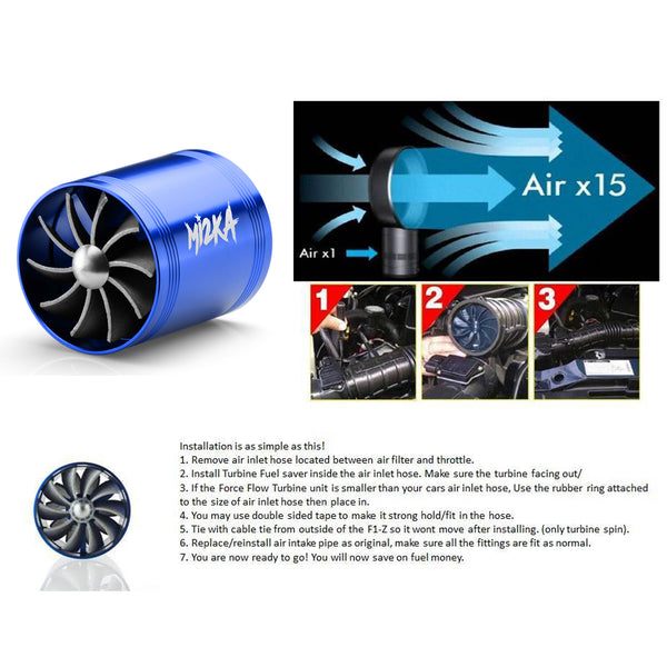 Turbine Air Intake Double Turbo Fan System 2.5"-3.0" (Black / Blue / Neo Chrome / Red / Silver)