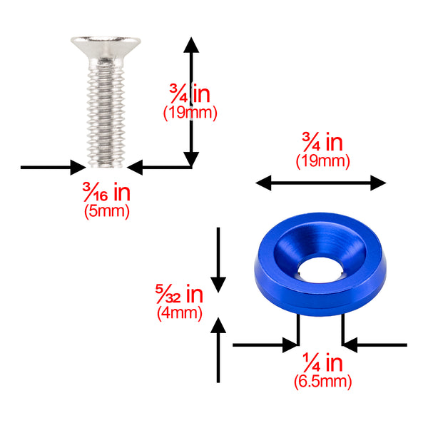 Aluminum Washer Screw Kit (Black / Blue / Bronze / Champagne Gold / Gold / Green / Gunmetal Gray / Neo Chrome / Orange / Purple / Red / Silver)