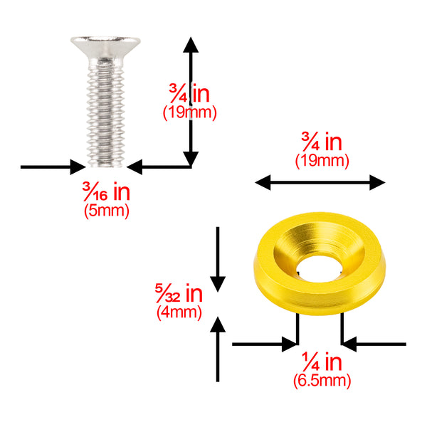 Aluminum Washer Screw Kit (Black / Blue / Bronze / Champagne Gold / Gold / Green / Gunmetal Gray / Neo Chrome / Orange / Purple / Red / Silver)