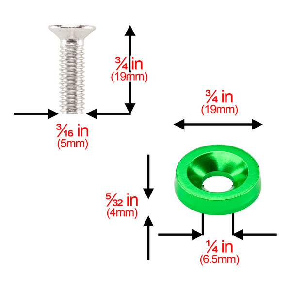 Aluminum Washer Screw Kit (Black / Blue / Bronze / Champagne Gold / Gold / Green / Gunmetal Gray / Neo Chrome / Orange / Purple / Red / Silver)