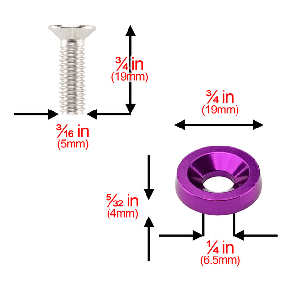 Aluminum Washer Screw Kit (Black / Blue / Bronze / Champagne Gold / Gold / Green / Gunmetal Gray / Neo Chrome / Orange / Purple / Red / Silver)