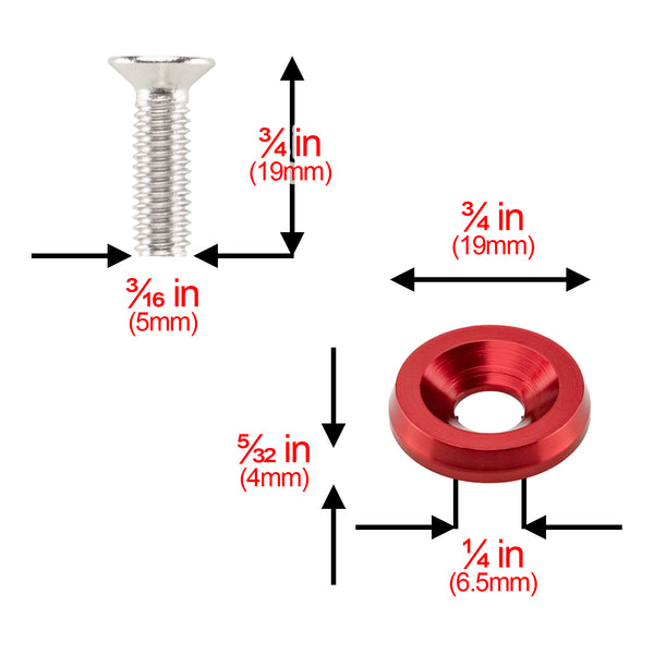 Aluminum Washer Screw Kit (Black / Blue / Bronze / Champagne Gold / Gold / Green / Gunmetal Gray / Neo Chrome / Orange / Purple / Red / Silver)
