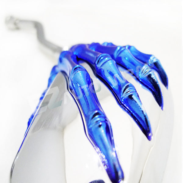 Skeleton Side Mirrors 2 Tone 8MM 10MM (Chrome Silver Black / Chrome Silver Blue / Chrome Silver Gold / Chrome Silver Red)