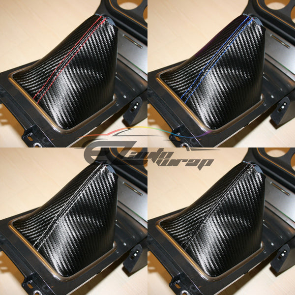Shifter Boot Cover Black Carbon Fiber PVC Leather SBC02 (with 4 color of stitches)