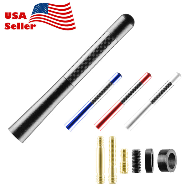 Universal 4.7" Aluminum Carbon Fiber Antenna (Black / Blue / Red / Silver)