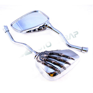 Skeleton Side Mirrors 2 Tone 8MM 10MM (Chrome Silver Black / Chrome Silver Blue / Chrome Silver Gold / Chrome Silver Red)