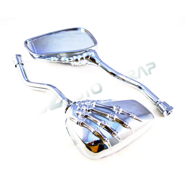Skeleton Side Mirrors 8MM 10MM (Chrome Black / Chrome Blue / Chrome Gold / Chrome Red / Chrome Silver)