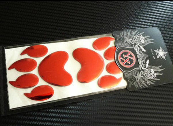 3D Paw Decal Sticker Emblem (Bear Paw Chrome / Bear Paw Gold / Bear Paw Red / Dog Paw Chrome / Dog Paw Gold / Dog Paw Red)