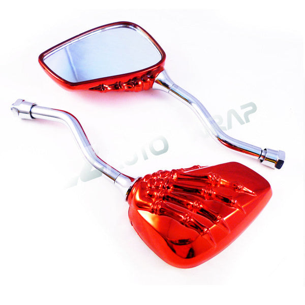 Skeleton Side Mirrors 8MM 10MM (Chrome Black / Chrome Blue / Chrome Gold / Chrome Red / Chrome Silver)