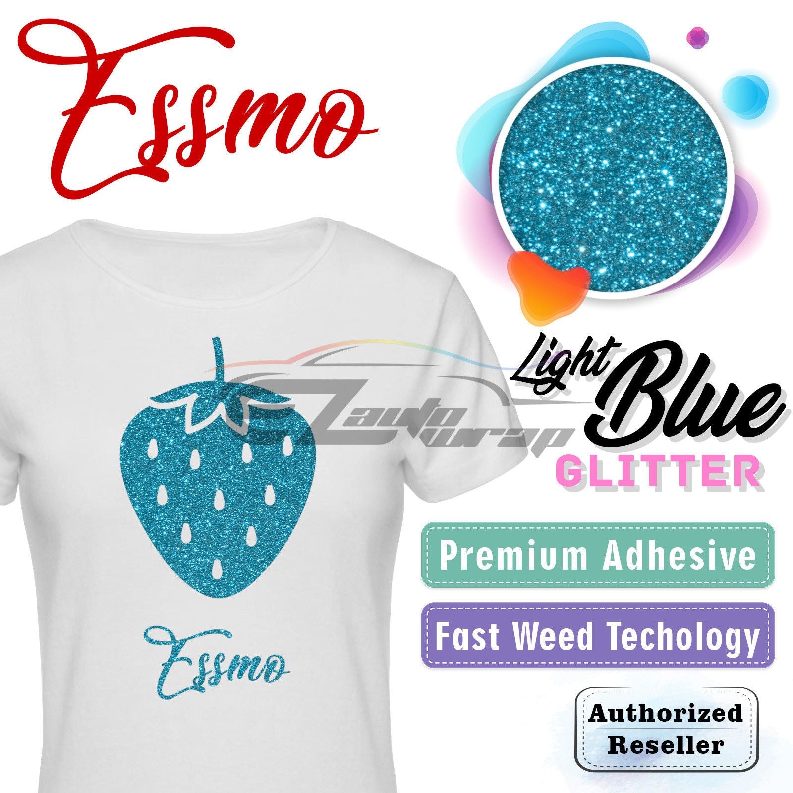 ESSMO™ Light Blue Glitter Sparkle Heat Transfer Vinyl HTV DG17