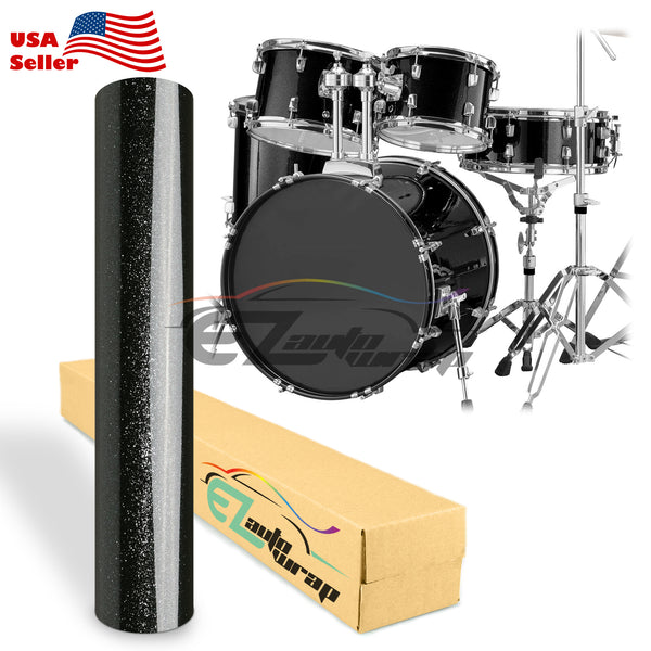 Drum Wrap Vinyl Kit Gloss Diamond Glitter Black