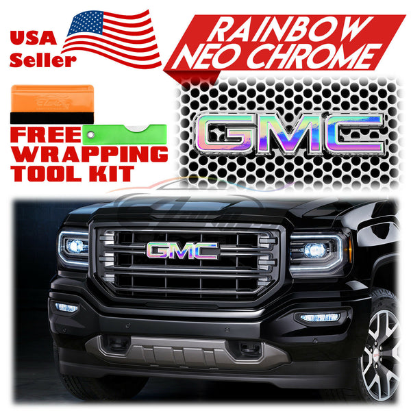 6pcs 4"x6" Rainbow Neo Chrome GMC Emblem Overlay