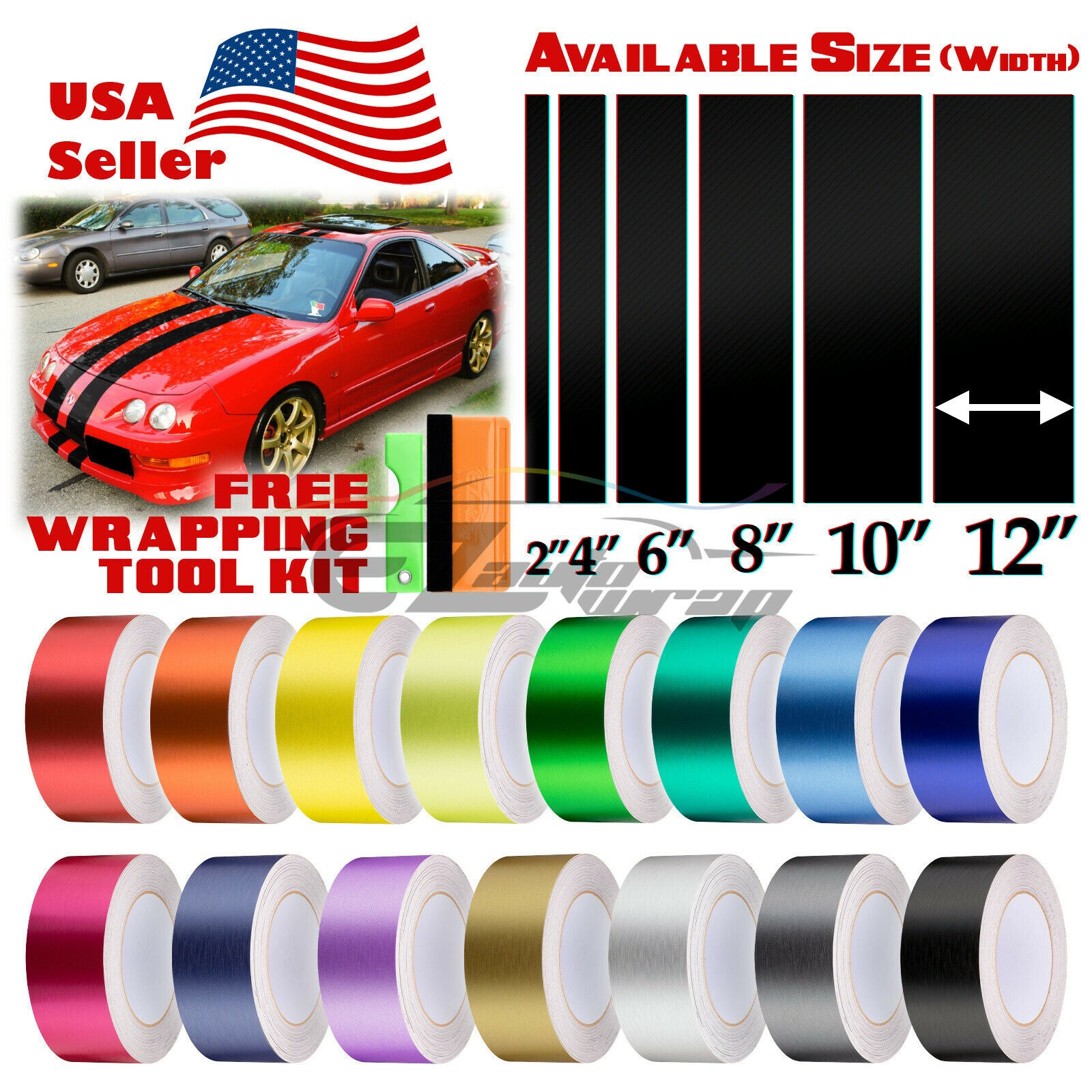 Racing Stripe Brushed Aluminum 2" 4" 6" 8" 10" 12" / 50FT