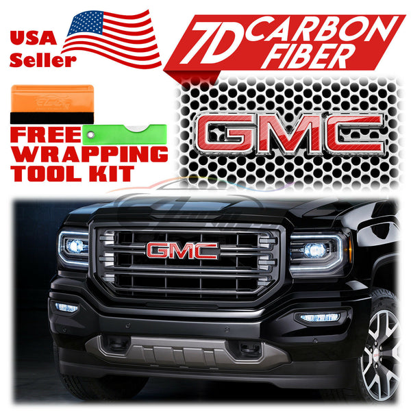 6pcs 4"x6" 7D Carbon Fiber GMC Emblem Overlay