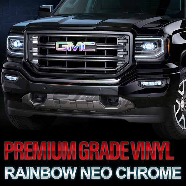6pcs 4"x6" Rainbow Neo Chrome GMC Emblem Overlay