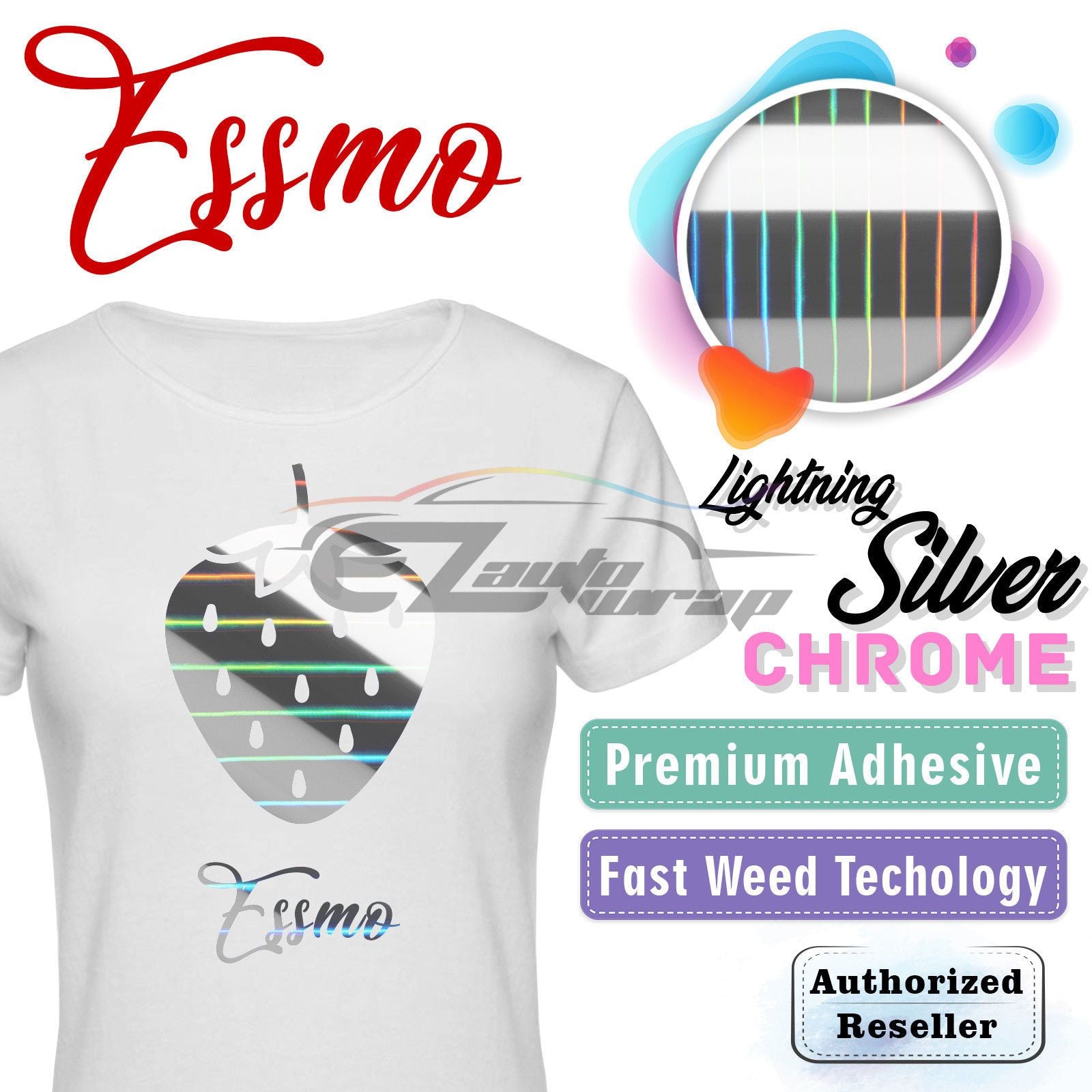 ESSMO™ Lightning Silver Chrome Heat Transfer Vinyl HTV DS03