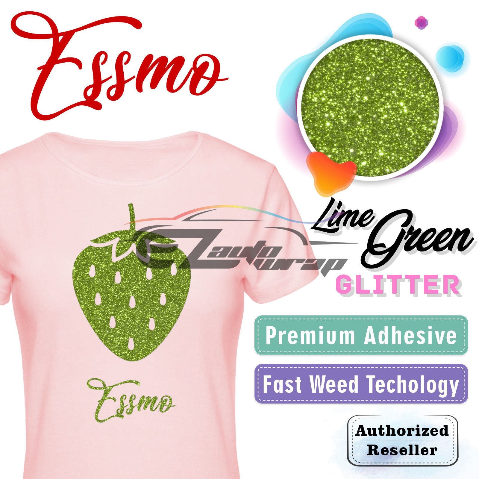 ESSMO™ Lime Green Glitter Sparkle Heat Transfer Vinyl HTV DG13